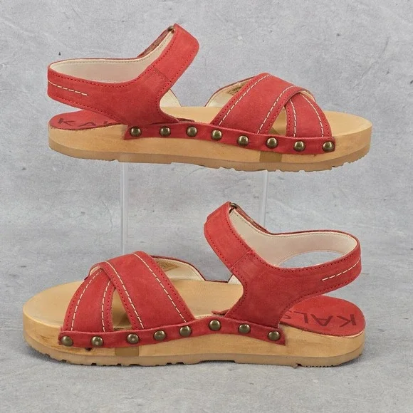 Rare New Kalso Earth‎ Shoes Womens Size 6 Serene Red Cherry Leather Sandals